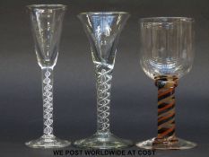 Three various drinking glasses,