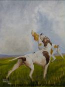 David Dawes FRSA oil on canvas of pointer dogs (49x39cm)