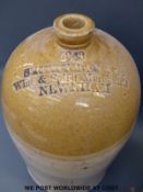 A collection of mainly Gloucestershire and Wiltshire stone cider jars including William Warn Spirit