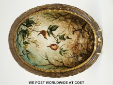 Michael Sutty plaque hand painted with wrens in foliage, limited edition of one,
