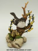 Boehm porcelain study 'Pied Flycatcher with Broom' (18cm tall)