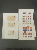 A collection of George VI GB stamps on loose leaves together with 27 mainly 1d red stamps on cover