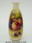 Royal Worcester vase hand decorated with autumn fruits including blackberries,