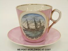 HMS Victory lustre moustache cup and saucer