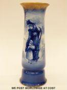 Royal Doulton Blue Children or flow blue vase decorated with mother and child in a snowstorm (24cm