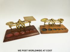 Two sets of S Mordan & Co brass postage scales