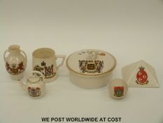 Goss pyramid with Egypt crest, Carlton China golf ball match striker,