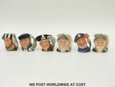 Six Royal Doulton small character jugs including Old Salt with open arm