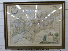 An 18thC hand coloured 'Accurate Map of the Counties of Gloucester and Monmouth divided into their