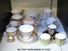 A collection of cups and saucers to include Derby, Vienna & Meissen,