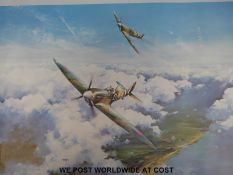 A Robert Taylor print 'Spitfire' signed by group Captain Sir Douglas Bader and Vice Marshall