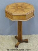 A parquetry pedestal table with drawer (H81xD51cm)