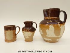 Three Doulton Lambeth salt glazed items,