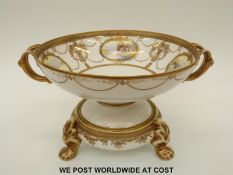 A hand decorated Noritake bowl on stand,