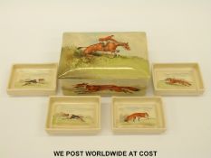Royal Doulton c1920s Hunting Seriesware ceramic box with four internal trays