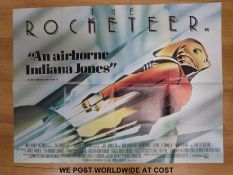 Eight cinema/movie posters including High Hopes, Blind Date, Johnny Dangerously, Rocketeer, etc.