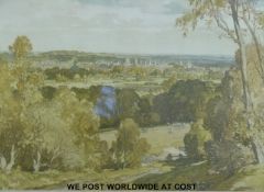 WITHDRAWN Leonard Russell Squirrell watercolour of the Oxford skyline from the Parks area,