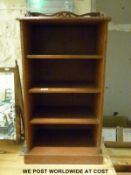 A music or similar cabinet with fretwork gallery (H95cm x W48cm x D33cm)