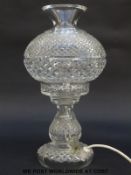 Waterford Crystal cut glass table lamp, 35cm tall.
