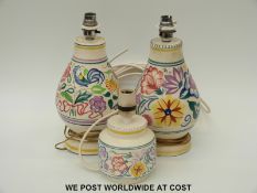 Three Poole lamps (largest 30cm)