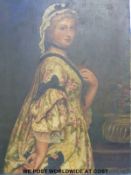 A 19thC oil on canvas of a bewigged gentleman with neckerchief (75 x 63cm) A.