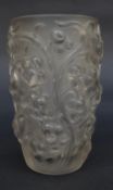Lalique Raisins clear and frosted glass vase decorated with bunches of grapes no.