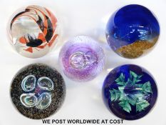 Five Caithness glass collectors' paperweights comprising Abseil 688, Weathervane 1277,