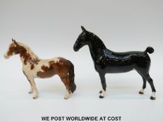 Beswick skewbald horse and a Beswick Hackney CH Black Magic of Nork