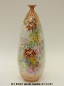 Royal Doulton large bottle vase decorated with flowers in the style of Curnock (38cm tall)