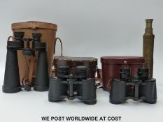 A pair of Barr and Stroud 10 x CF36 Prismatic binoculars in leather case,