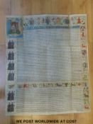 Illuminated folding charter with large pictorial initial letter and coloured illustrated borders