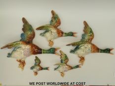 Royal Dux set of five mallard wall plaques,
