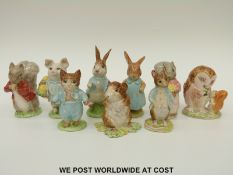 Nine Beswick Beatrix Potter figures including Johnny Town Mouse