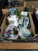 Foley bone china four division toast rack in the 'Summertime' pattern, Beswick Circus butter dish,