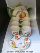 Royal Doulton Art Deco part tea set comprising tea pot,