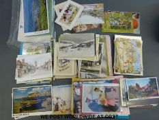 A quantity of silk WWI postcards and other postcards and ephemera