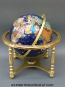 A pietra dura inlaid globe on stand (H43cm)