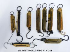 Nine Salter and other spring balances to include GPO postal scales