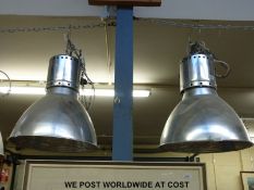 Two retro industrial hanging ceiling lights,