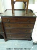 A 19thC mahogany chest of four straight graduated drawers with protective glass top (H93cm x W83cm