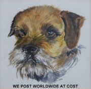 Sally Miles two watercolours of dogs, signed S.