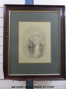 Lillian carter pair of highlighted pencil maritime scenes 'End of the Day' and 'Sunset on the