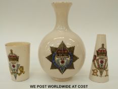Three items of Goss Queen Victoria jubilee items to include a large 1887 vase,