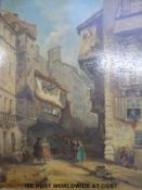 David Roberts oil on board continental street scene,