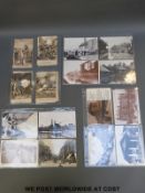 A collection of postcards including First World War examples and other scenes including Bruce