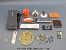 A quantity of collectable items to include two vintage cameras including Ensign midget,