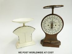 A Salter No 11 letter balance together with another balance