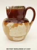 Doulton Lambeth silver mounted William Shakespeare jug (13.