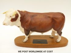 Beswick Hereford bull on plinth