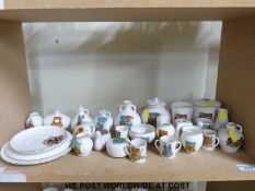 A collection of mostly Goss crested china featuring local areas of Gloucestershire including Stroud,
